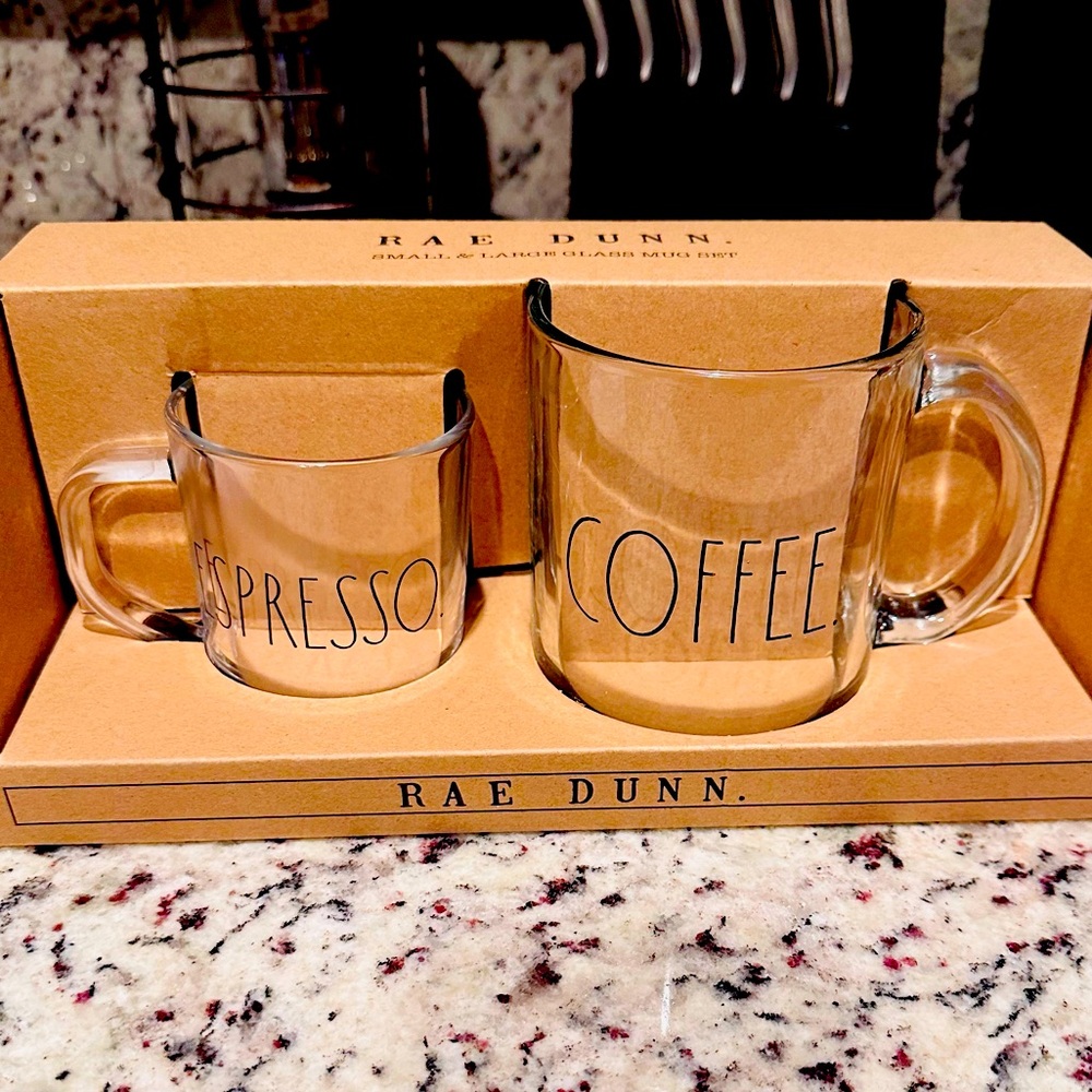 Rae Dunn Coffee and Espresso mugs ☕️🖤🤎🤍